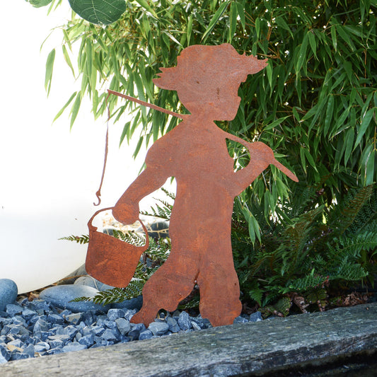 Roststecker Junge mit Angel