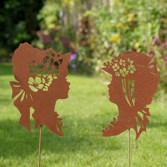 Stecker Rost Frauen mit Hut im 2er Set