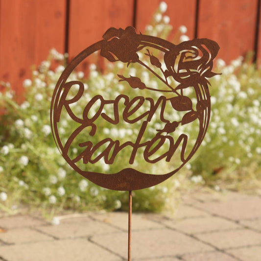 Stecker Rost rundes Schild " Rosengarten"