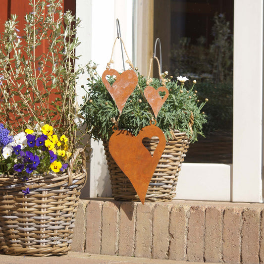 Deko Herzen Rost 3 Stück klein/mittel/groß zum Aufhängen mit Jutekordel