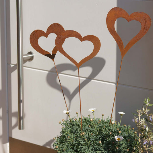 Herzstecker Rostig 3er Set