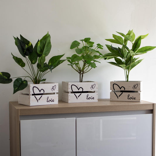 3er Set Holzkiste "love" weiß washed klein