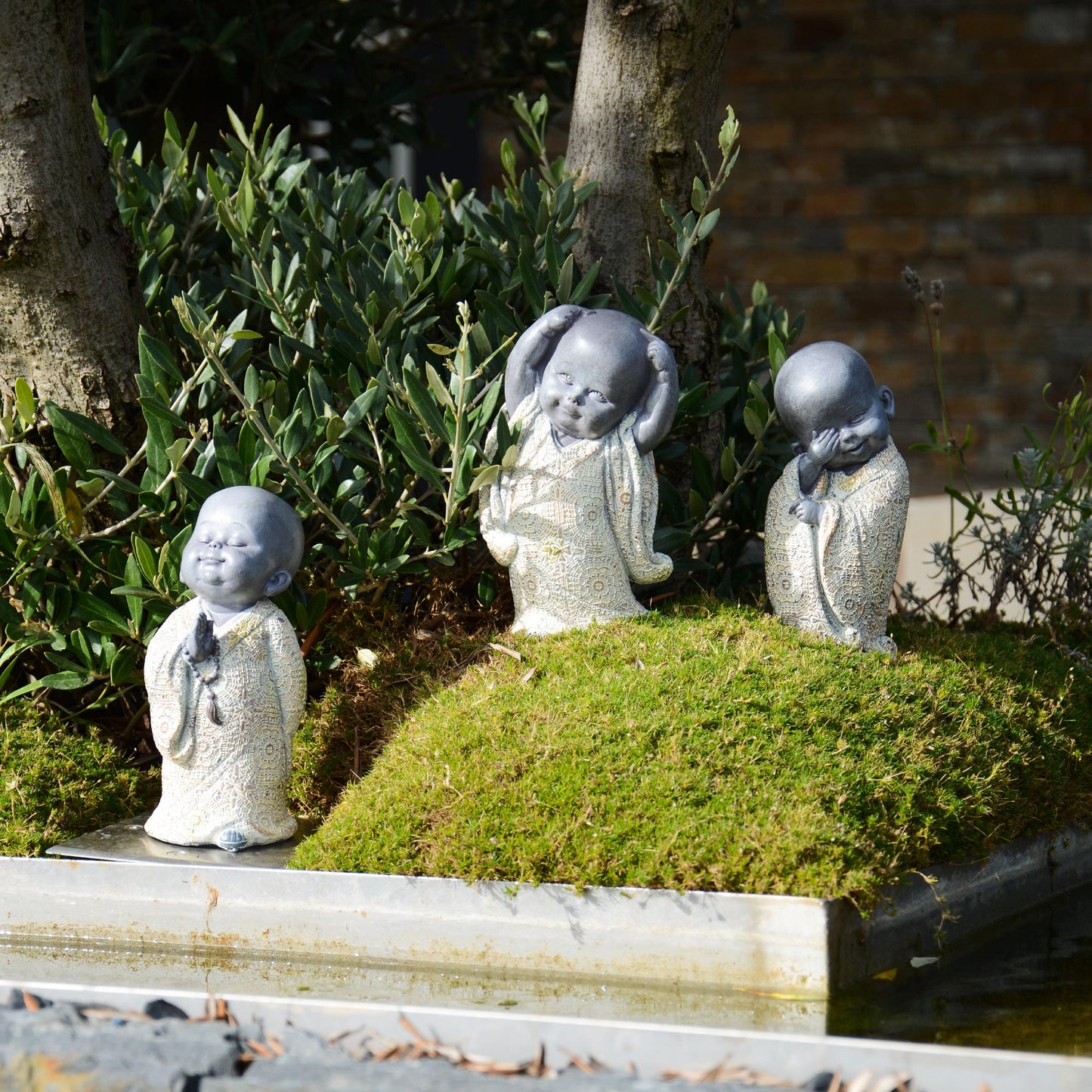 Dekofiguren Polyresin "Kleine Mönche" 3er-Set