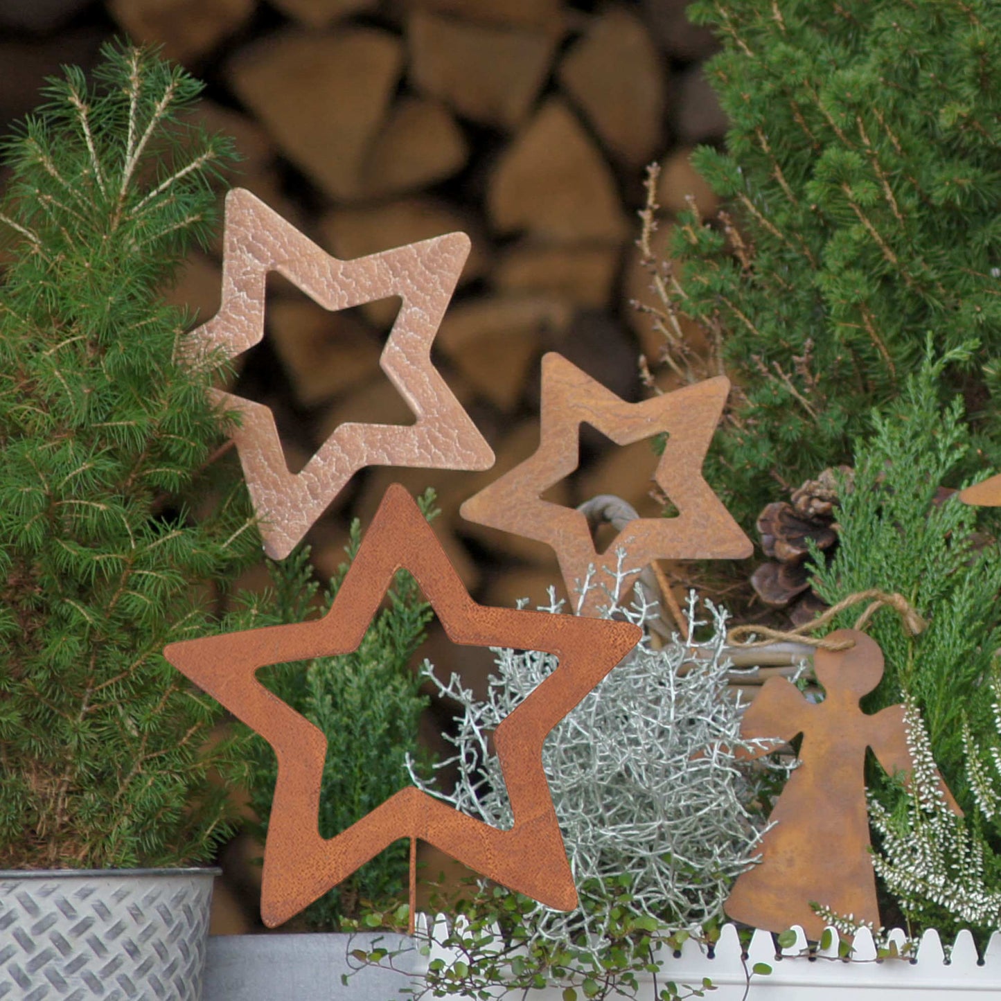 Sternenstecker rostig 3er Set