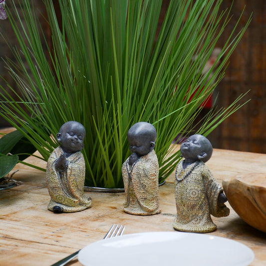 Dekofiguren Polyresin "Kleine Mönche" 3er-Set