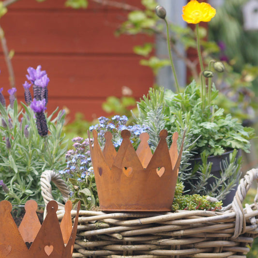 Krone Zink Rost m Herzen 2-er Set Rost