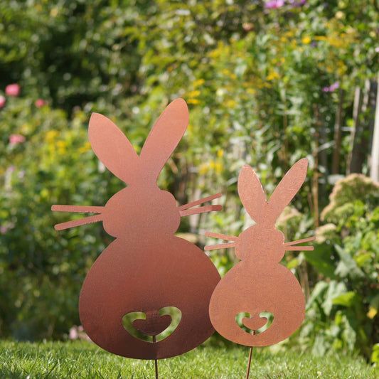 Roststecker Hasen rostig 2er Set