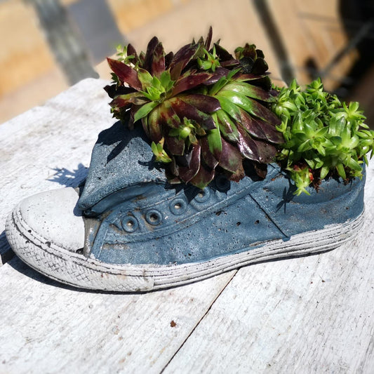2x Gartendeko Turn Schuh Übertopf Blumentopf Pflanzschale Pflanzgefäß