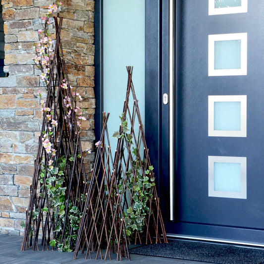 Holz Rankgitter Rankhilfe Weidenzaun Sichtschutz Pyramide 3er Set