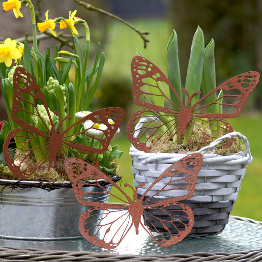 Baumstecker Rost Schmetterling 3er Set