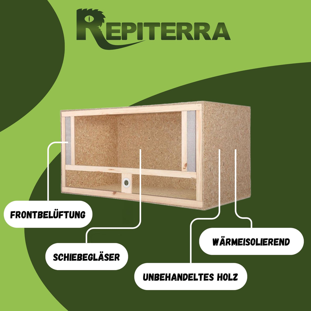 Repiterra Holz Terrarium mit Frontbelüftung 120x60x60 cm