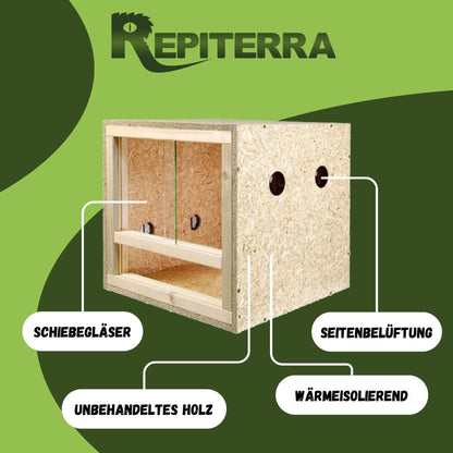 Repiterra Holz Terrarium mit Seitenbelüftung 40x40x40 cm