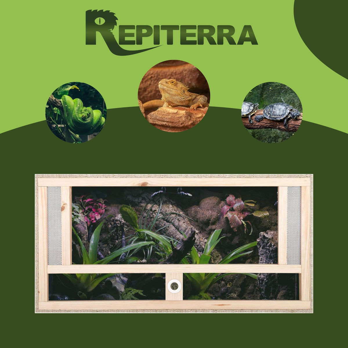 Repiterra Holz Terrarium mit Frontbelüftung 100x60x60 cm