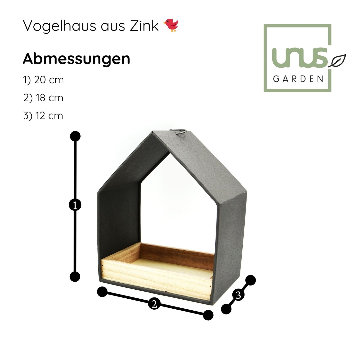 Vogelfutterhaus zum Aufhängen mit herausnehmbarer Futterschale