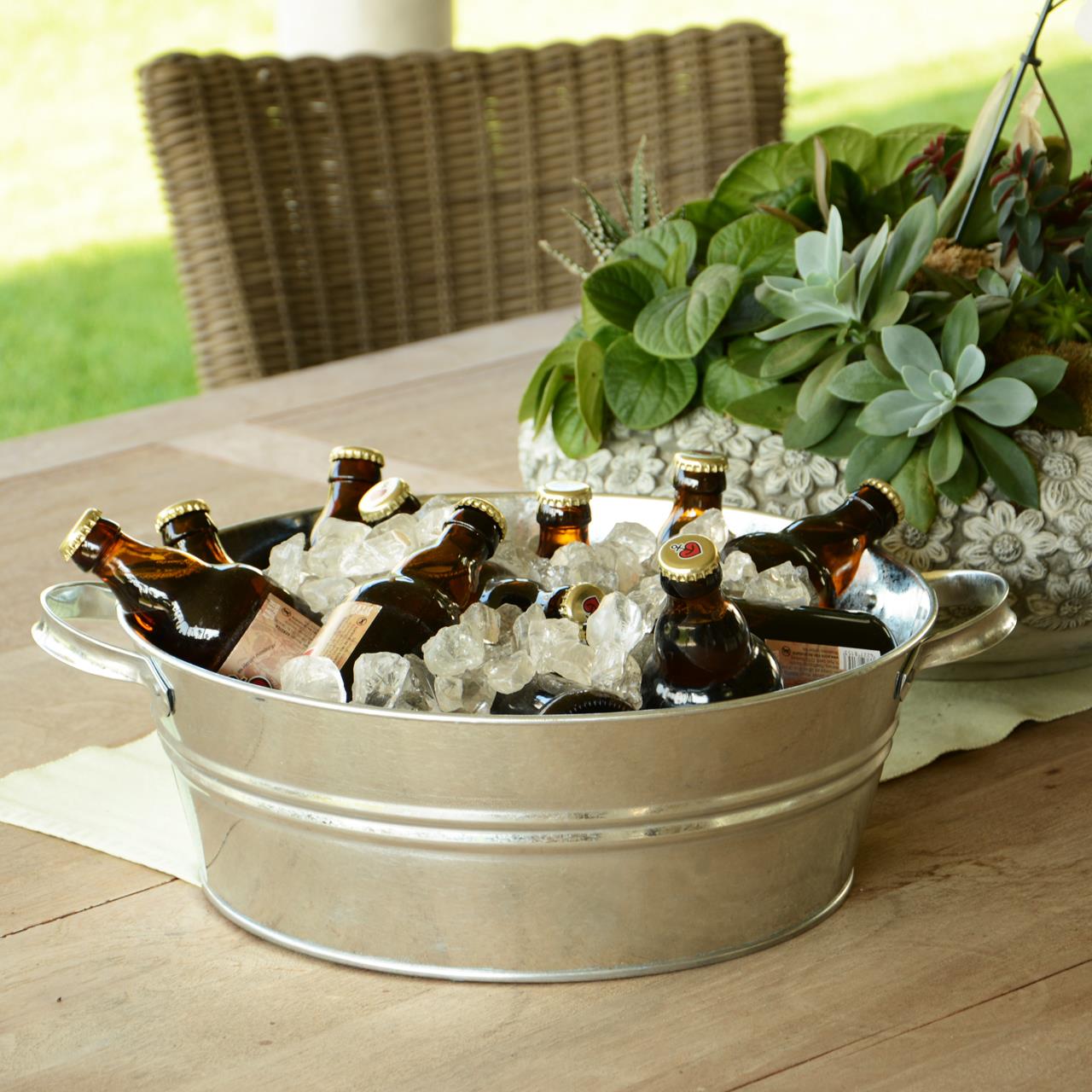 Zinkwanne 12 Liter Rund mit Griffen