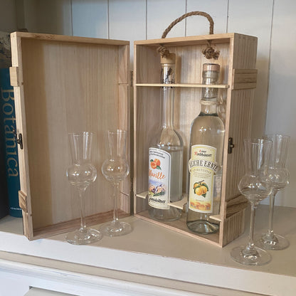 Weinkiste rustikal für 1, 2 oder  3 Flaschen Holz geflammt