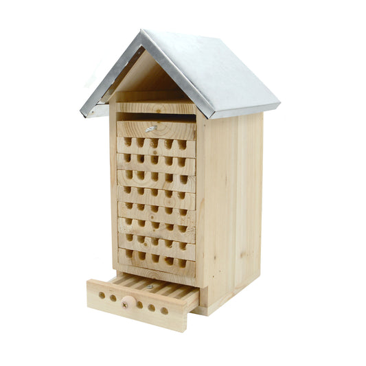 Bienenhaus / Insektenhaus mit Beobachterschubladen aus Holz mit Zinkdach