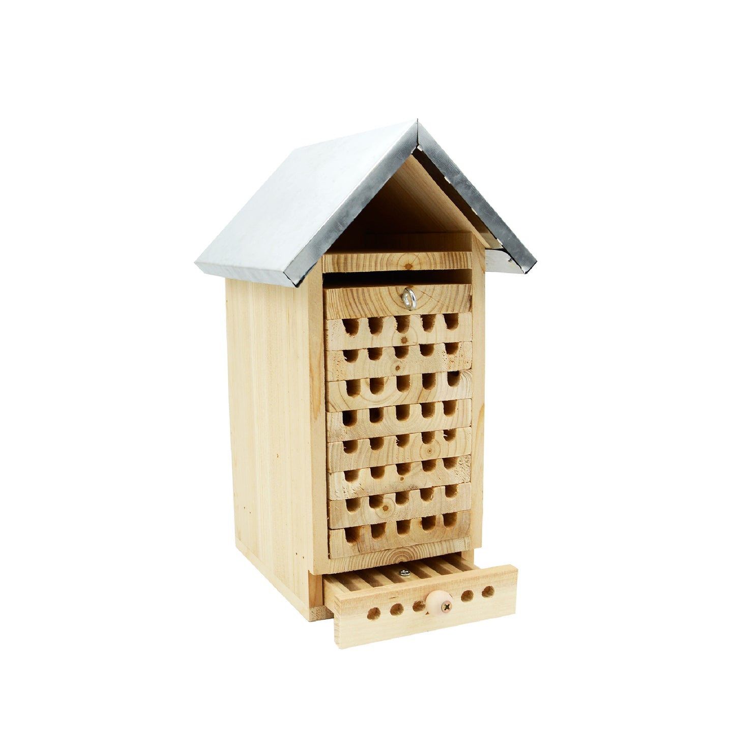 Bienenhaus / Insektenhaus mit Beobachterschubladen aus Holz mit Zinkdach