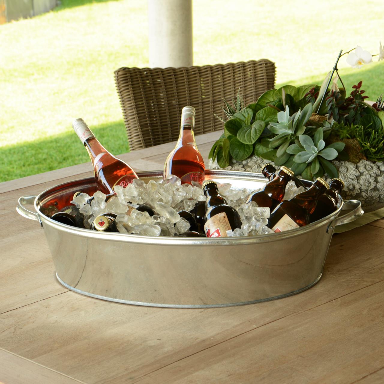 Zinkwanne 27 Liter Oval mit Griffen