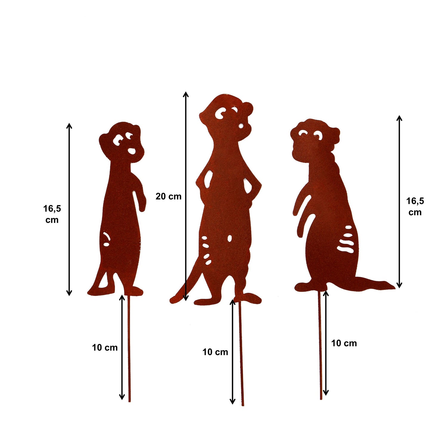 Gartenstecker Rost Erdmännchen 3er Set