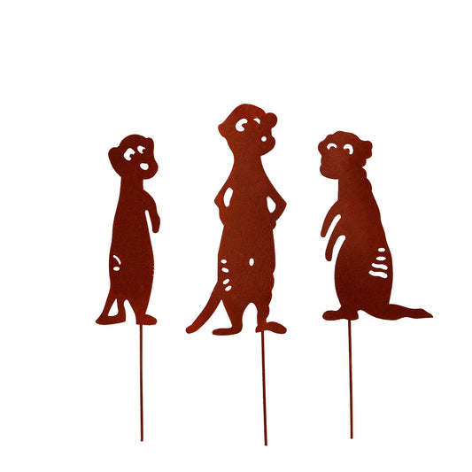 Gartenstecker Rost Erdmännchen 3er Set