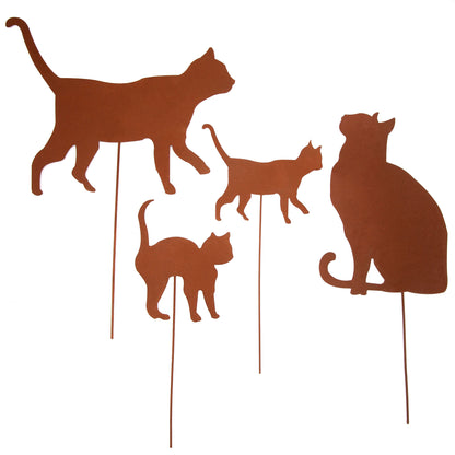 Gartenstecker Rost Katzen 4er Set