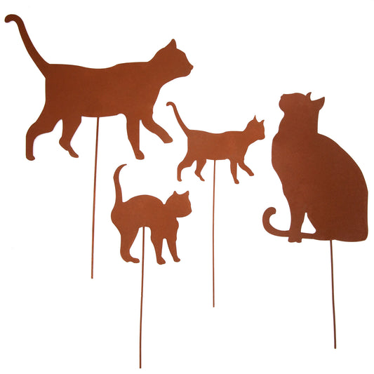 Gartenstecker Rost Katzen 4er Set