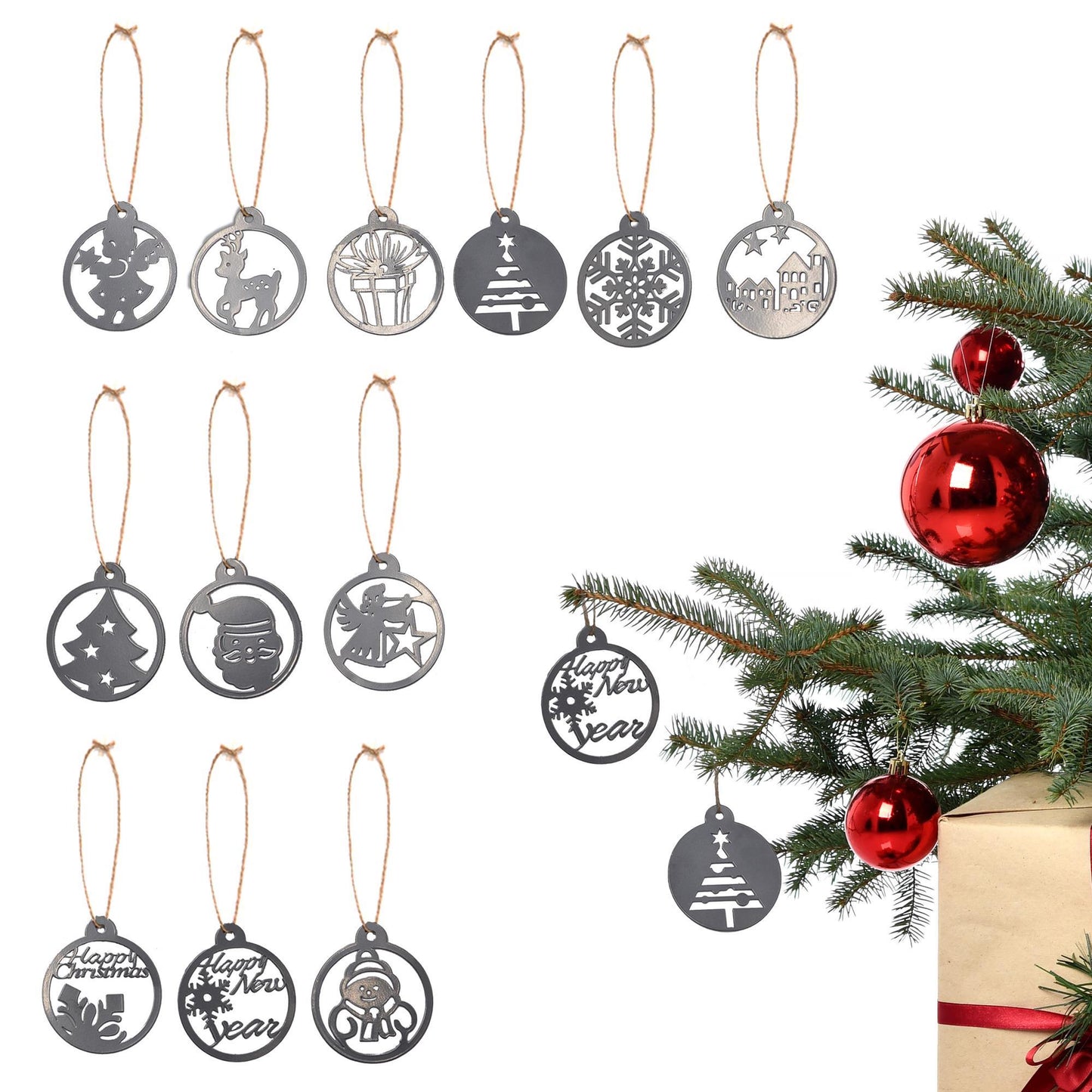 Weihnachtsanhänger 12er Set verschiedene Farben