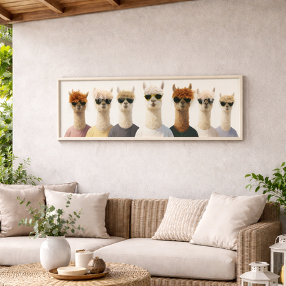 Wall Art 3D Hairfusion Alpakas im Shirt mit Sonnenbrille 120x40