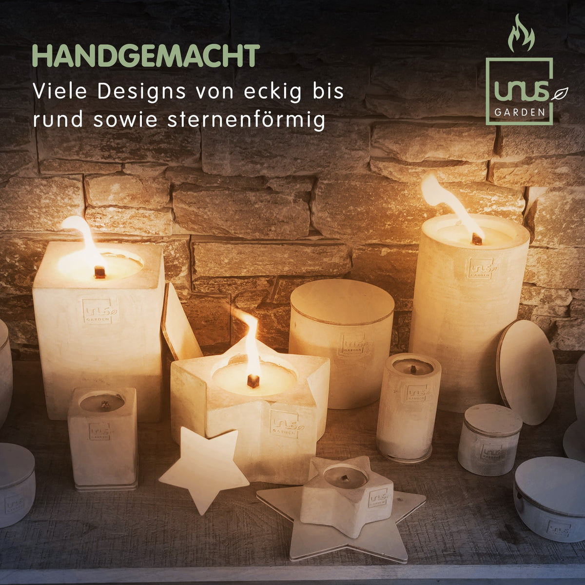 Outdoor-Kerze handgemacht Tischfeuer mit Dauerdocht – UNUS