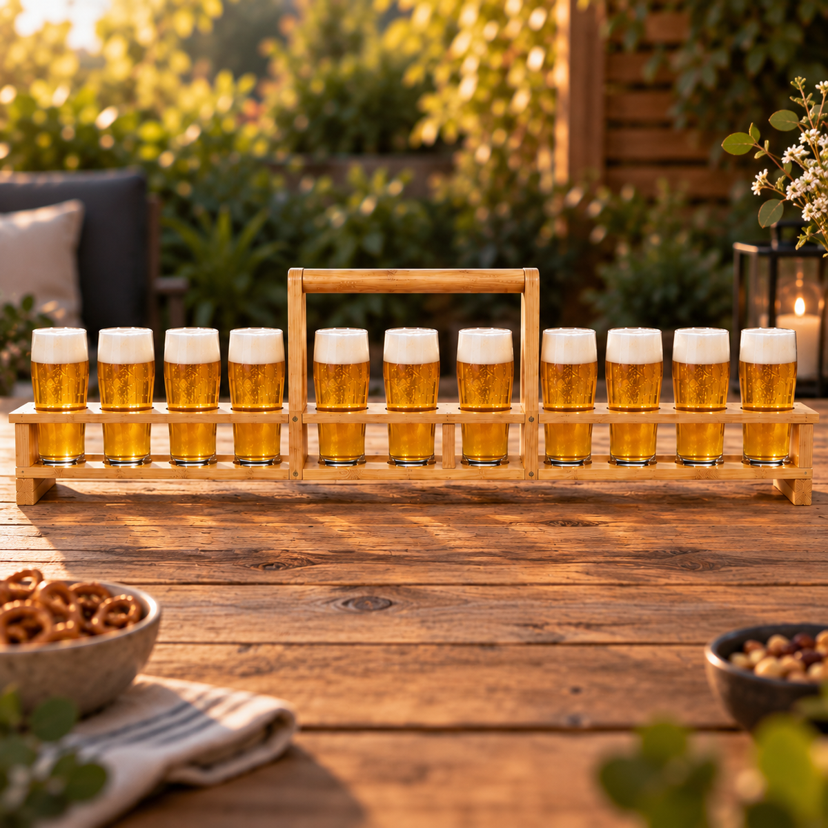 Bierglasträger Franz Bambus mit Griff