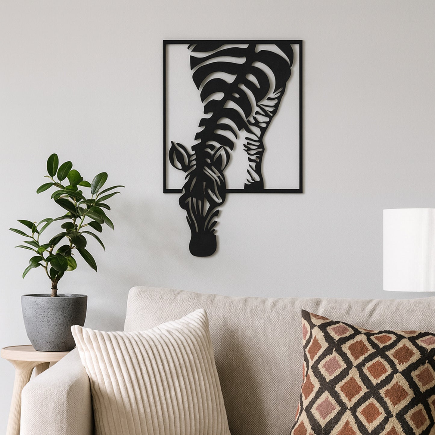 Wandbild Metall Giraffe oder Zebra schwarz 30x40 cm