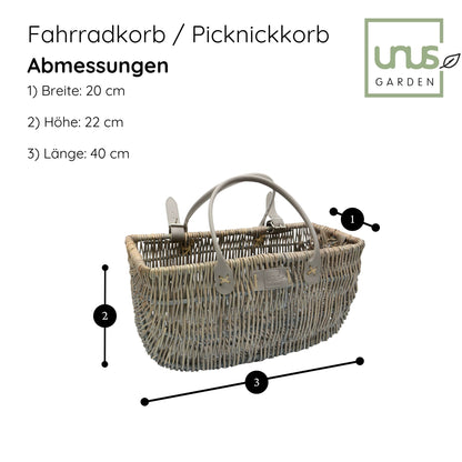 Fahrradkorb für hinten seitlich aus Weide mit Henkel