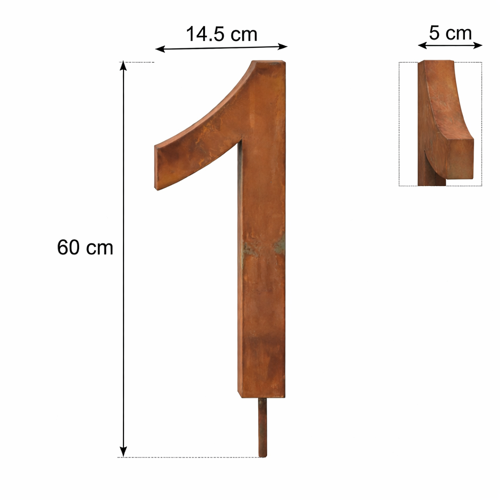 Metall-Nummer "0-9" mit Stab und Loch z. Hängen