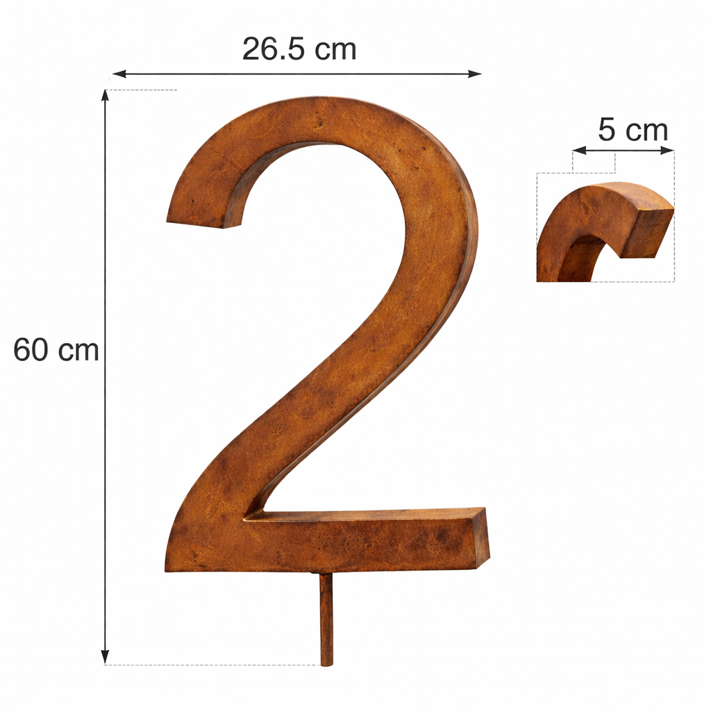 Metall-Nummer "0-9" mit Stab und Loch z. Hängen