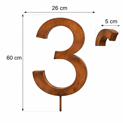 Metall-Nummer "0-9" mit Stab und Loch z. Hängen