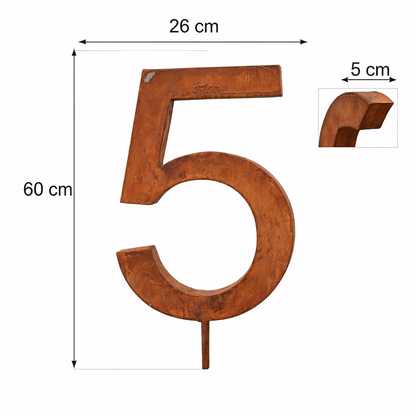 Metall-Nummer "0-9" mit Stab und Loch z. Hängen