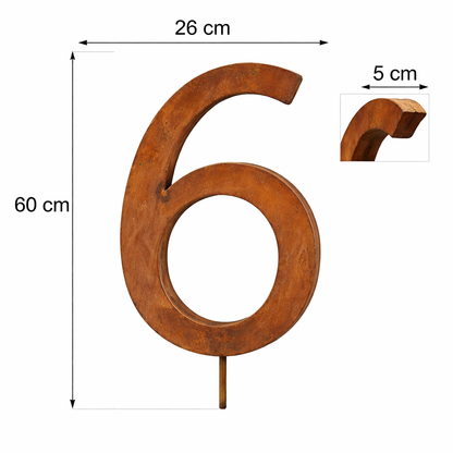 Metall-Nummer "0-9" mit Stab und Loch z. Hängen
