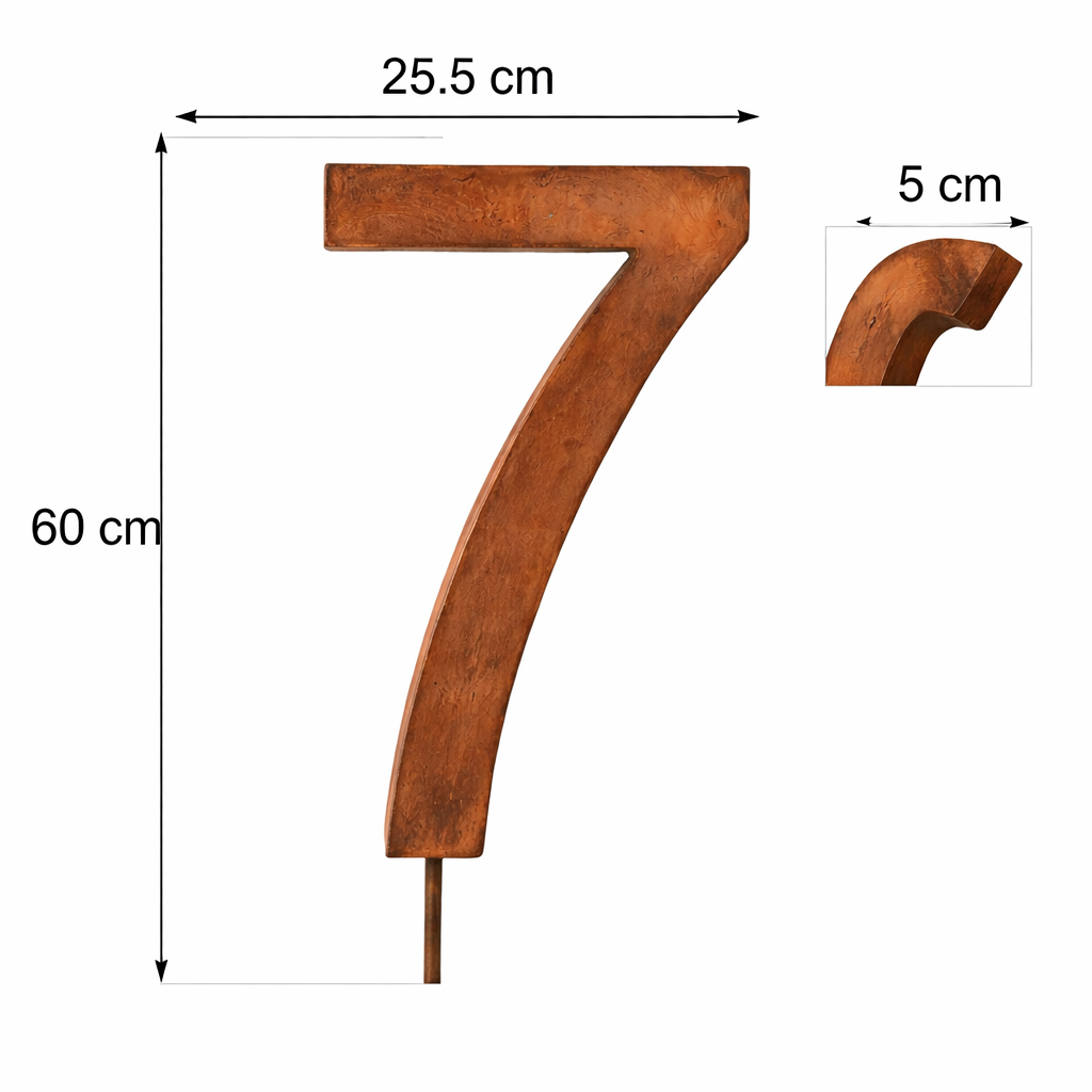 Metall-Nummer "0-9" mit Stab und Loch z. Hängen