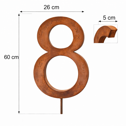 Metall-Nummer "0-9" mit Stab und Loch z. Hängen