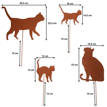 Gartenstecker Rost Katzen 4er Set