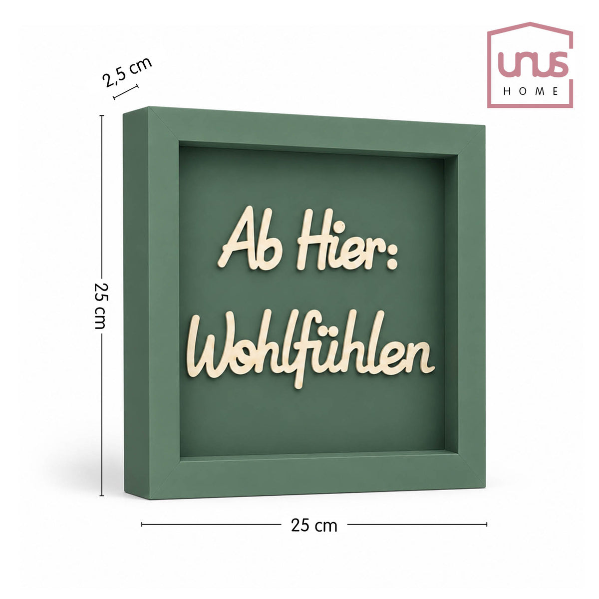 Holz Bilderrahmen "Ab Hier: Wohlfühlen" in verschiedenen Farben