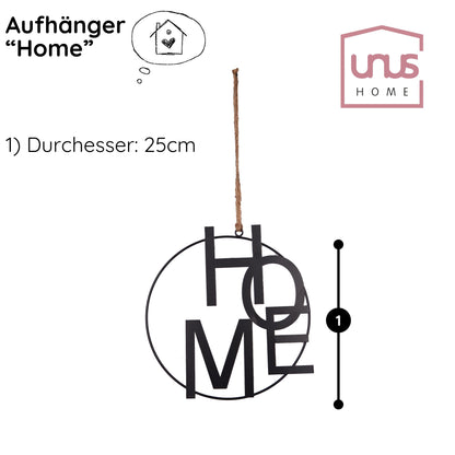 Metall-Aufhänger mit Schriftzug HOME 25cm