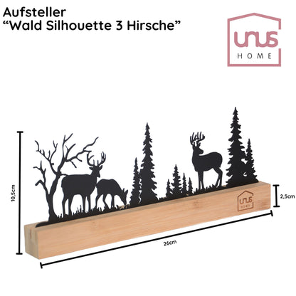 Aufsteller Wald mit 3 Hirschen Silhouette