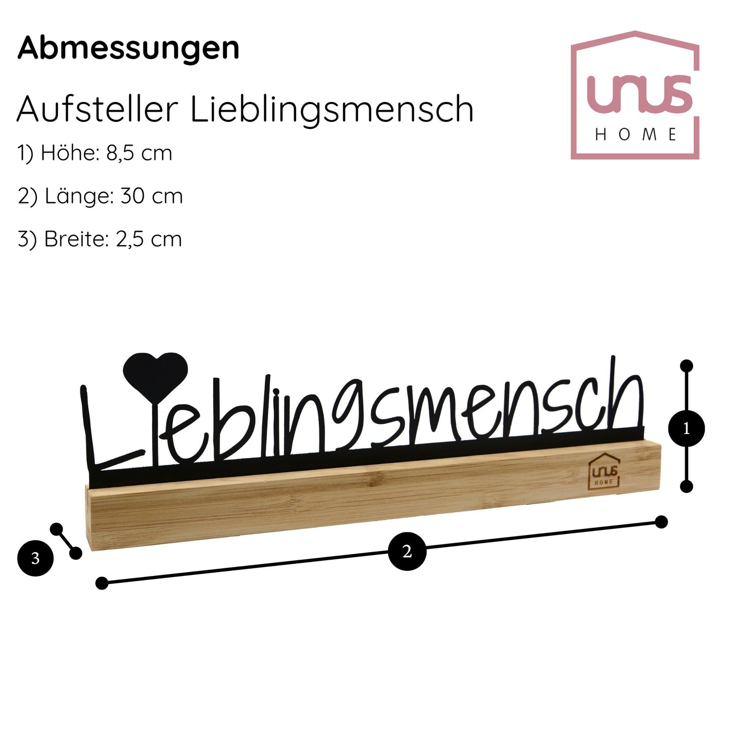 Aufsteller Schriftzug Herzensmensch Lieblingsmensch