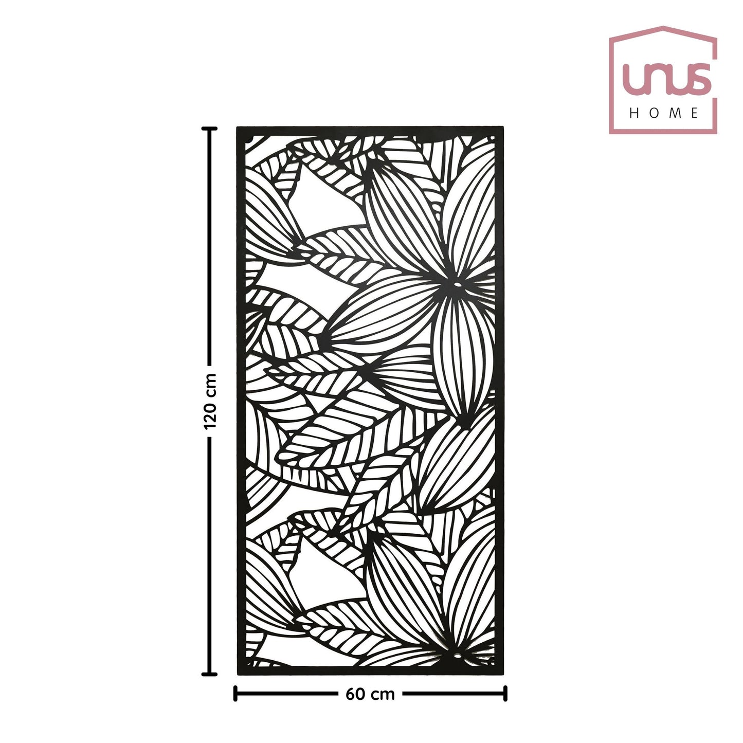 Metallbild Blumen mit Haken in schwarz
