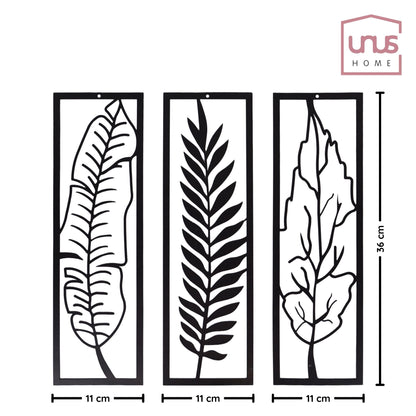 Wandbild Metall Blätter 3er Set schwarz