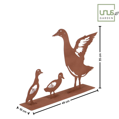Aufsteller Entenfamilie Rost