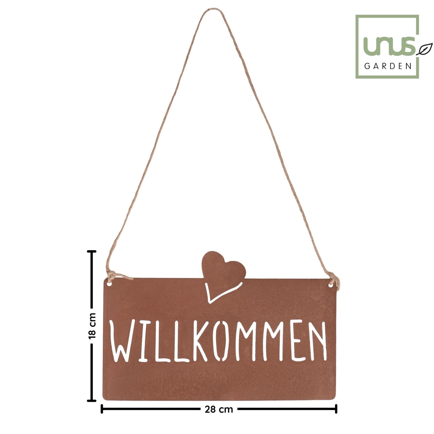 Aufhänger Gartenschild "Willkommen" Rost