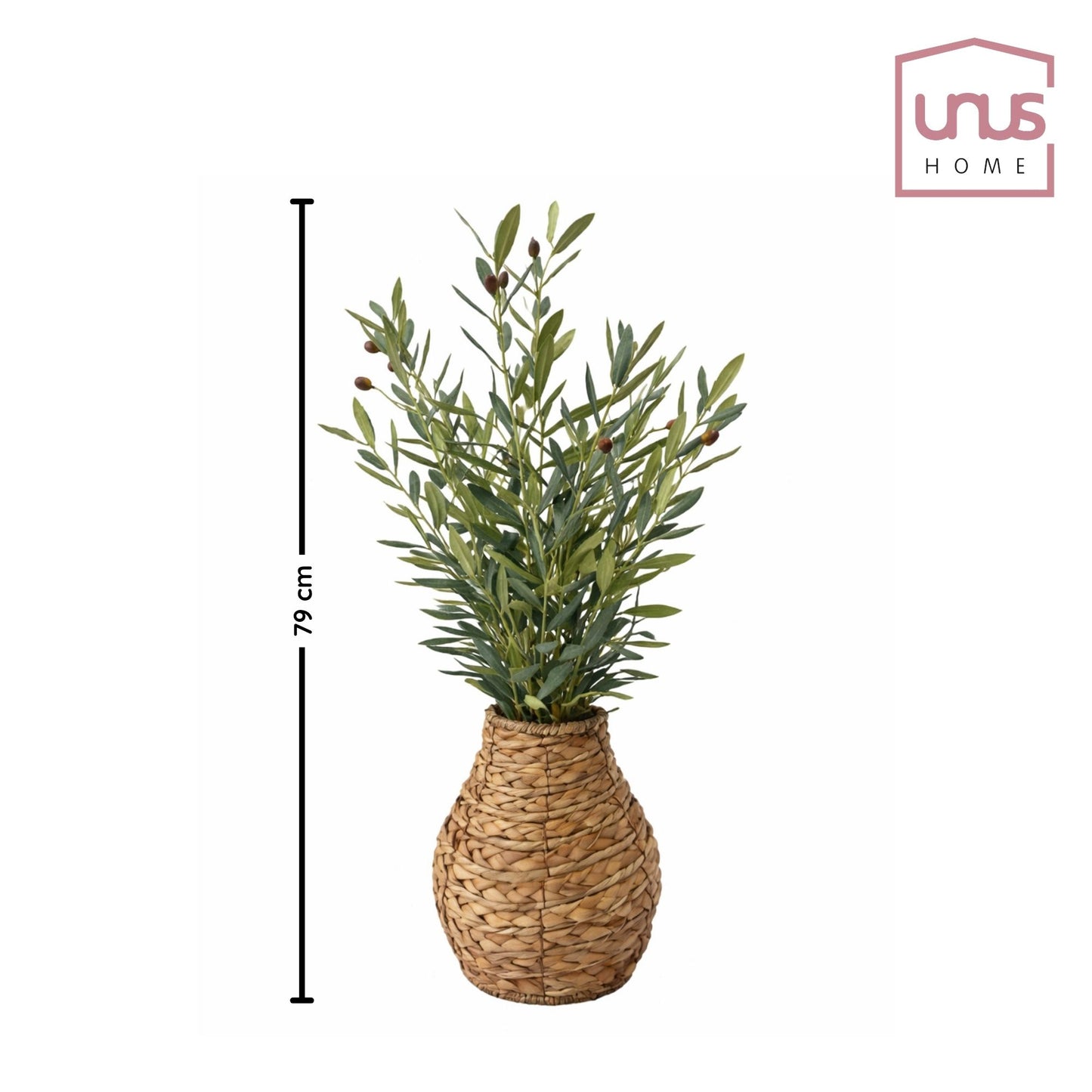 Kunstblume mit Vase Olivenzweige inkl. Seegrasvase